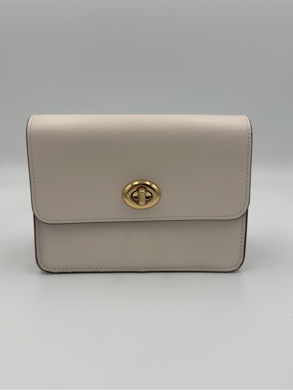 Coach Bowery Cream Leather Crossbody with Gold Turnlock